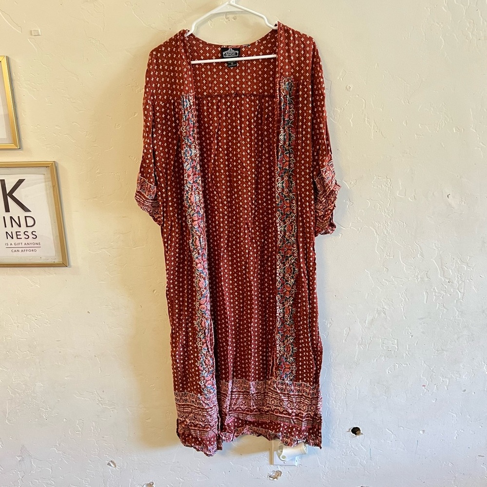 Angie Rust Red Boho Duster Kimono